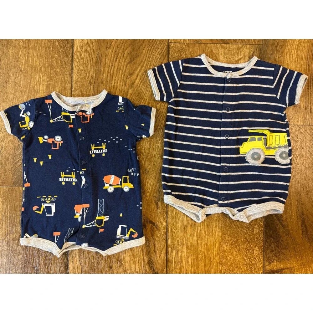 Carters Baby Boy 3 Months Summer Rompers 1 Piece‎ Outfits Clothes Lot Construct